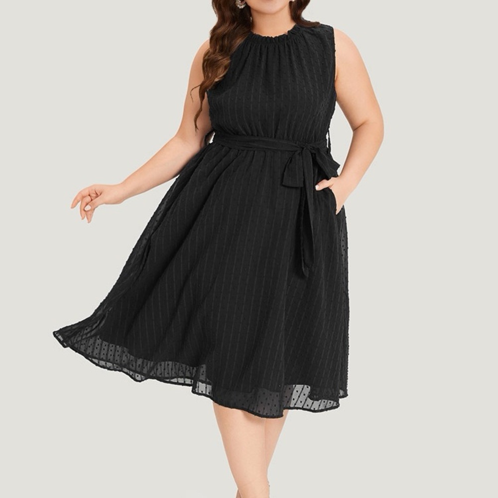 BloomChic Black Midi Dress with Belt